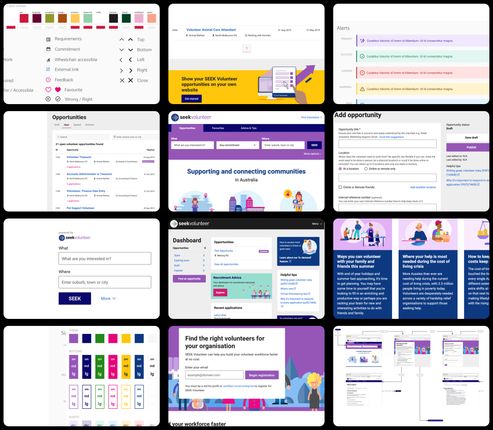 screenshots of the SEEK Volunteer ecosystem